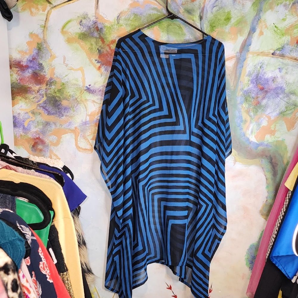 Chic Geometric Blue Maxi Dress